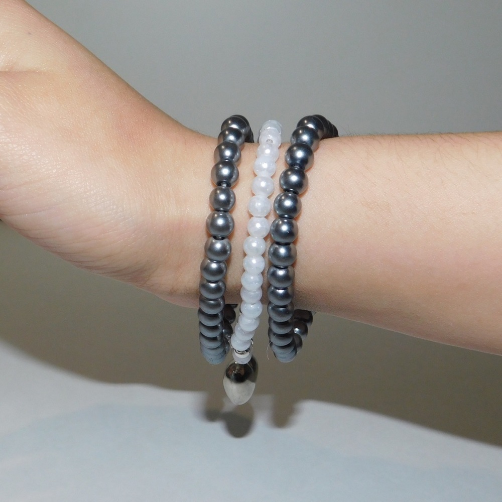 3 piece silver and white bracelet